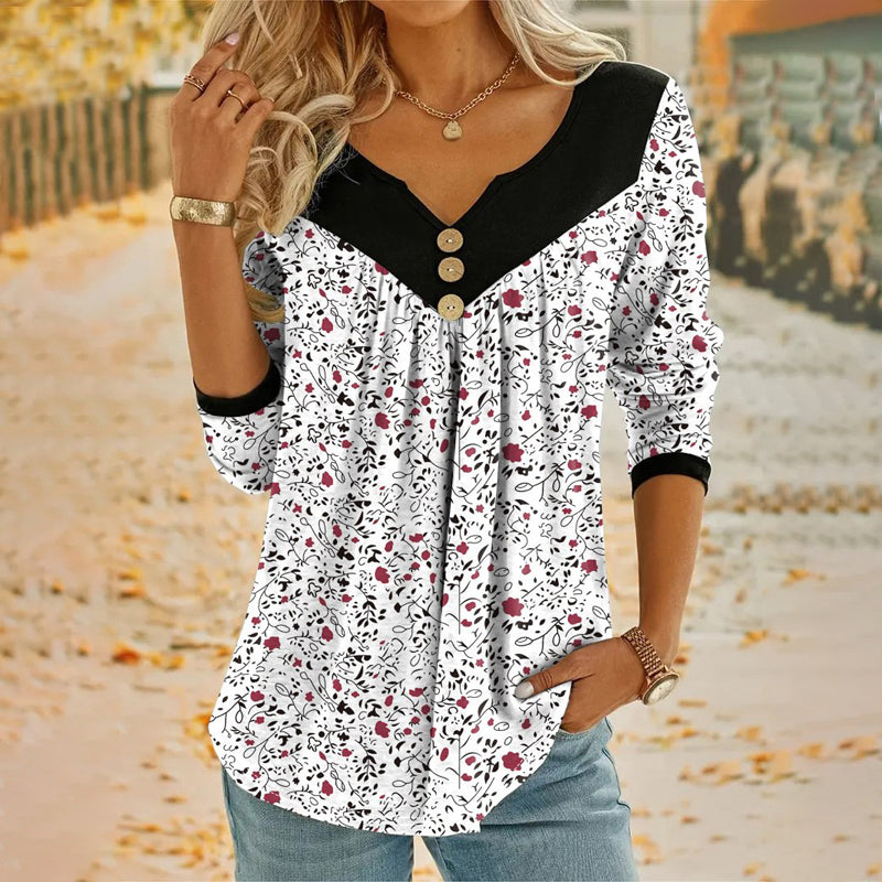 Blissful Bloom Button-Accent Top